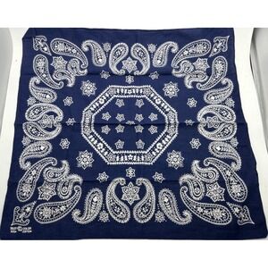Vintage 1970s Elephant Brand Trunk Up Fast Color Paisley Print Bandana